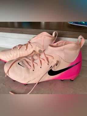 Nike Kids Pink phantom Luna Football Cleats with Black Swoosh